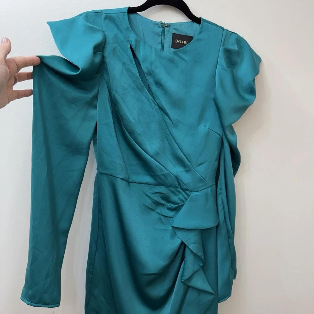 Do + Be Women's Turquoise Blue Long Sleeve Cocktail Dress Semi Formal NWT S - Picture 4 of 12